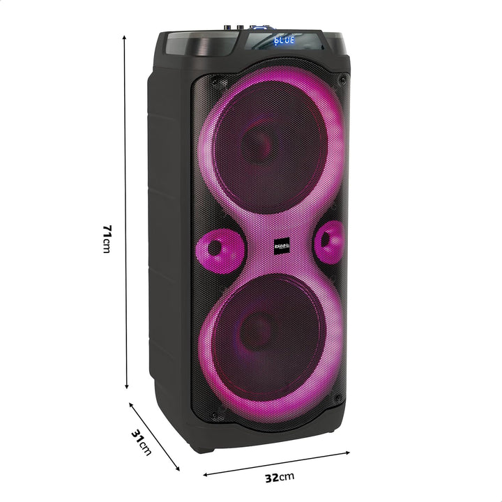 Ibiza - Columba-Karaoke - Bluetooth-Karaoke-Lautsprecher mit 2 kabellosen Mikrofonen - Stimmverzerre