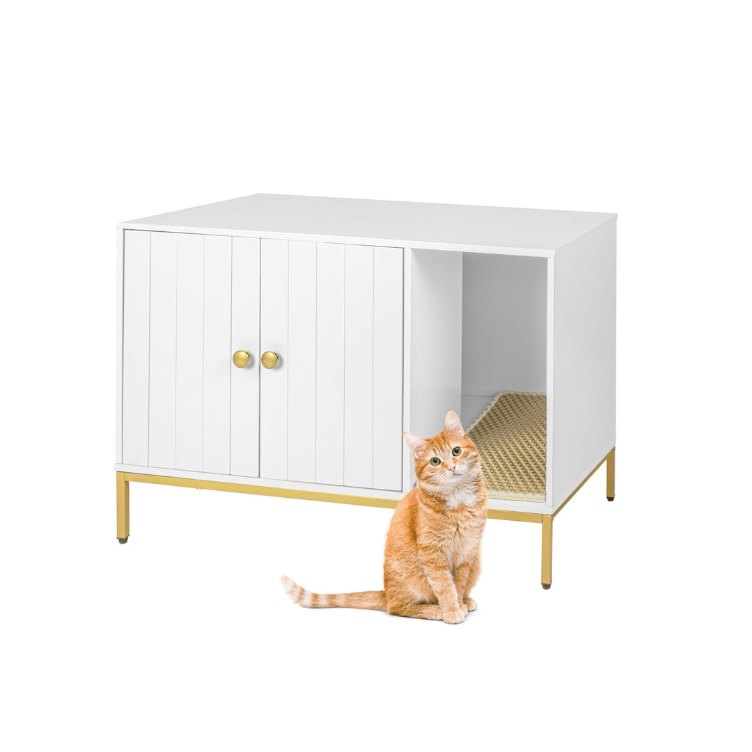 Relaxdays Katzenschrank für Katzentoilette, mit Katzenklomatte, mit Eingang, HBT: 55x80x50 cm, Katze