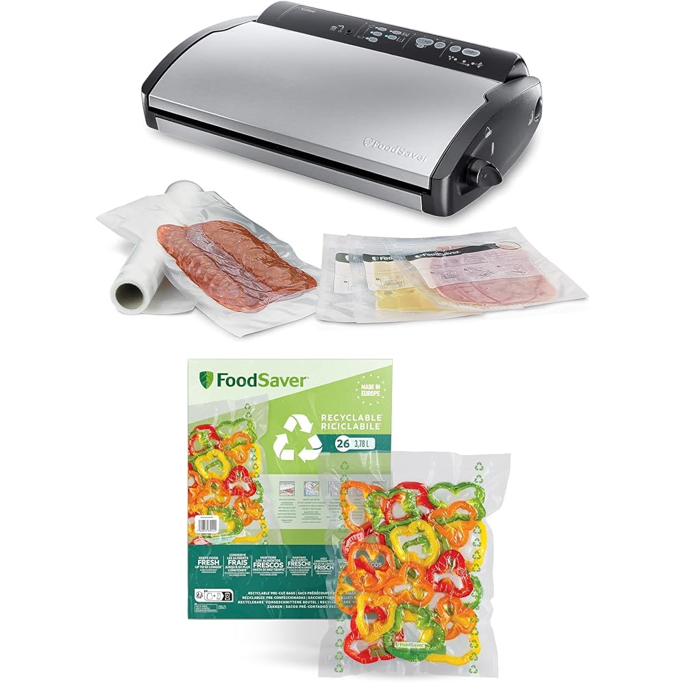 FoodSaver V2860 Vakuummaschine für trockene/nasse Lebensmittel, 100 W, Silber/Schwarz + Plastic, Rec