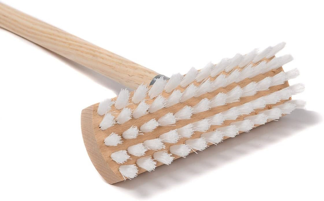 BawiTec Qualitäts Schrubber Schrubberbürste 22cm mit Stiel 120cm Lackiert Scheuerbürste Weisse Harte