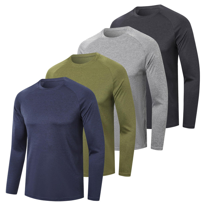 ZENGVEE 1 or 4 or 5er Pack Langarmshirts Herren Sport Tshirts Men Schnelltrocknend Kationisches fur