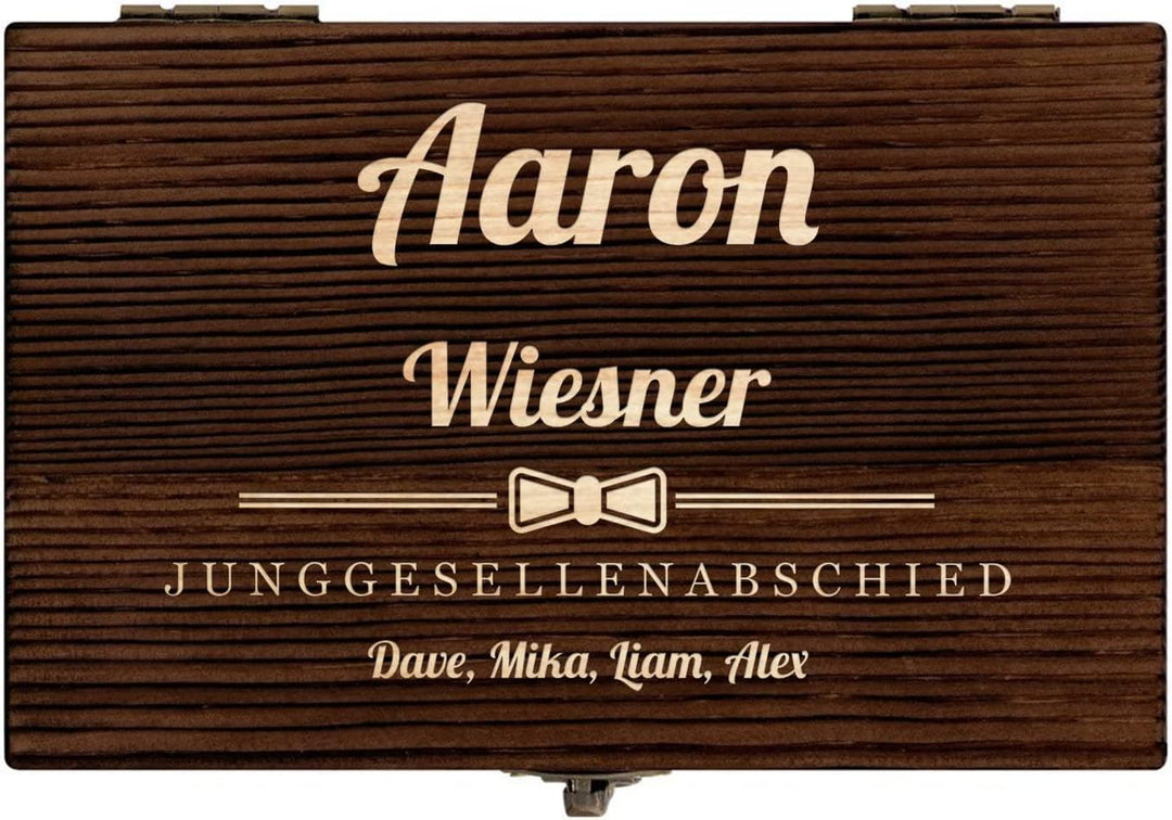Maverton Whisky Steine Set - in Holzbox - personalisiert - 6 Eiswürfel + Zange + Velourbeutel - Kühl