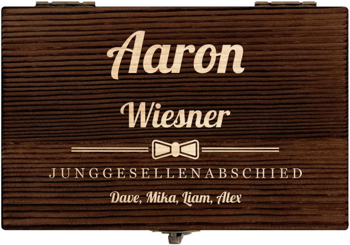 Maverton Whisky Steine Set - in Holzbox - personalisiert - 6 Eiswürfel + Zange + Velourbeutel - Kühl