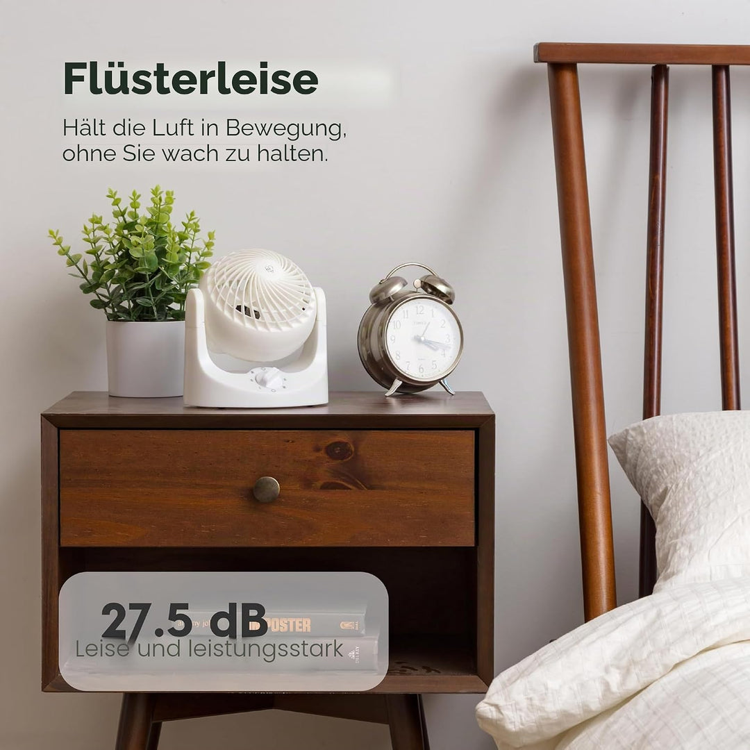 Iris Ohyama Woozoo Kleiner Ventilator, Vertikale Neigung 120°, Leise 28dB, Tragbar, 3 Geschwindigkei