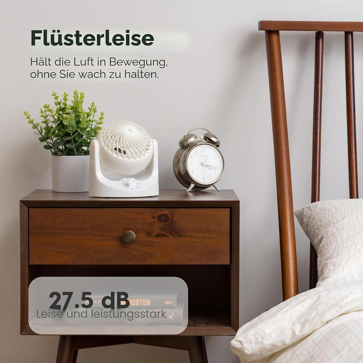 Iris Ohyama Woozoo Kleiner Ventilator, Vertikale Neigung 120°, Leise 28dB, Tragbar, 3 Geschwindigkei