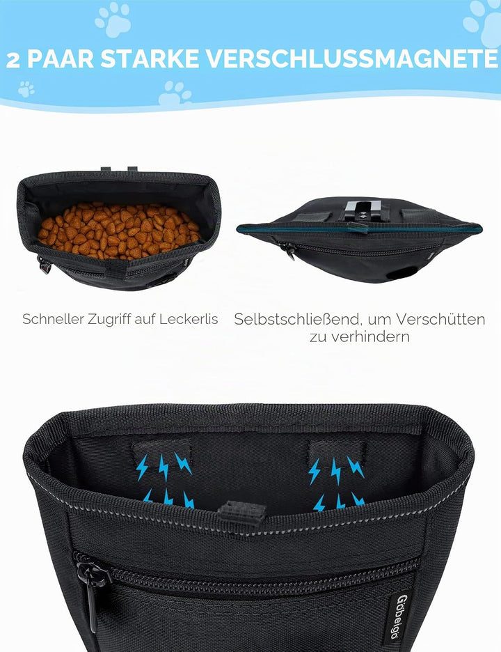 Gobeigo Hunde Leckerlibeutel und Training-Clicker, Zwei magnetische Verschlüsse gegen Verschütten, 2
