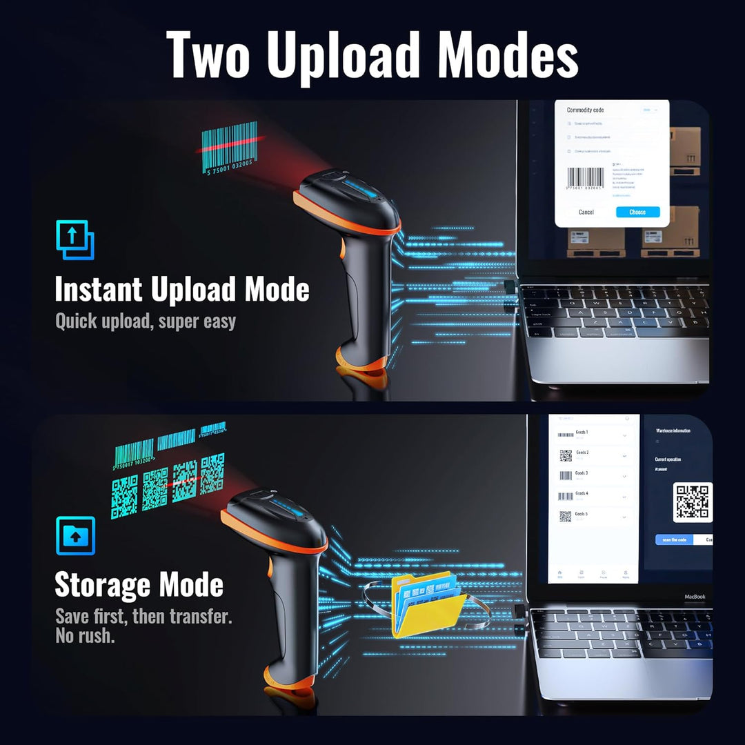 Tera Barcode Scanner 1D 2D QR Wireless Kabellos 2,4 GHz + Wired USB 2,0 Kabelgebunden Handscanner Ba