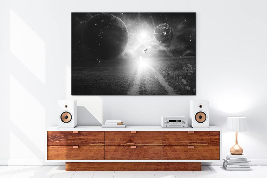 deyoli Fantasie Landschaft feuriger Drache Format: 80x60 Effekt: Schwarz&Weiss als Leinwandbild, Mot