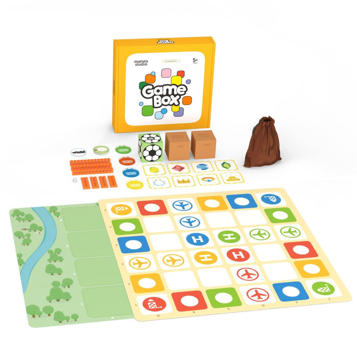 Spielebox mit 5 Programmier-Brettspielen Set & Pro Set, Bildungs-Add-on mit Lernmaterialien für Kind