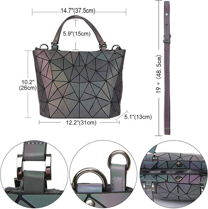 FZChenrry Geometrische Tasche Reflektierende Handtasche Damen Holographic Schultertasche Reflektiere