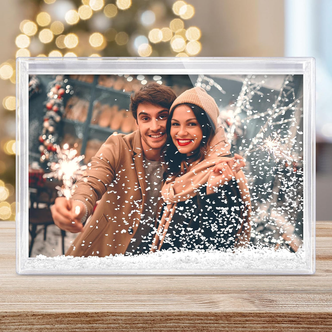 PhotoFancy® - Personalisierter Schüttelrahmen mit Foto - 3D Bilderrahmen mit Füllung aus Schnee mit