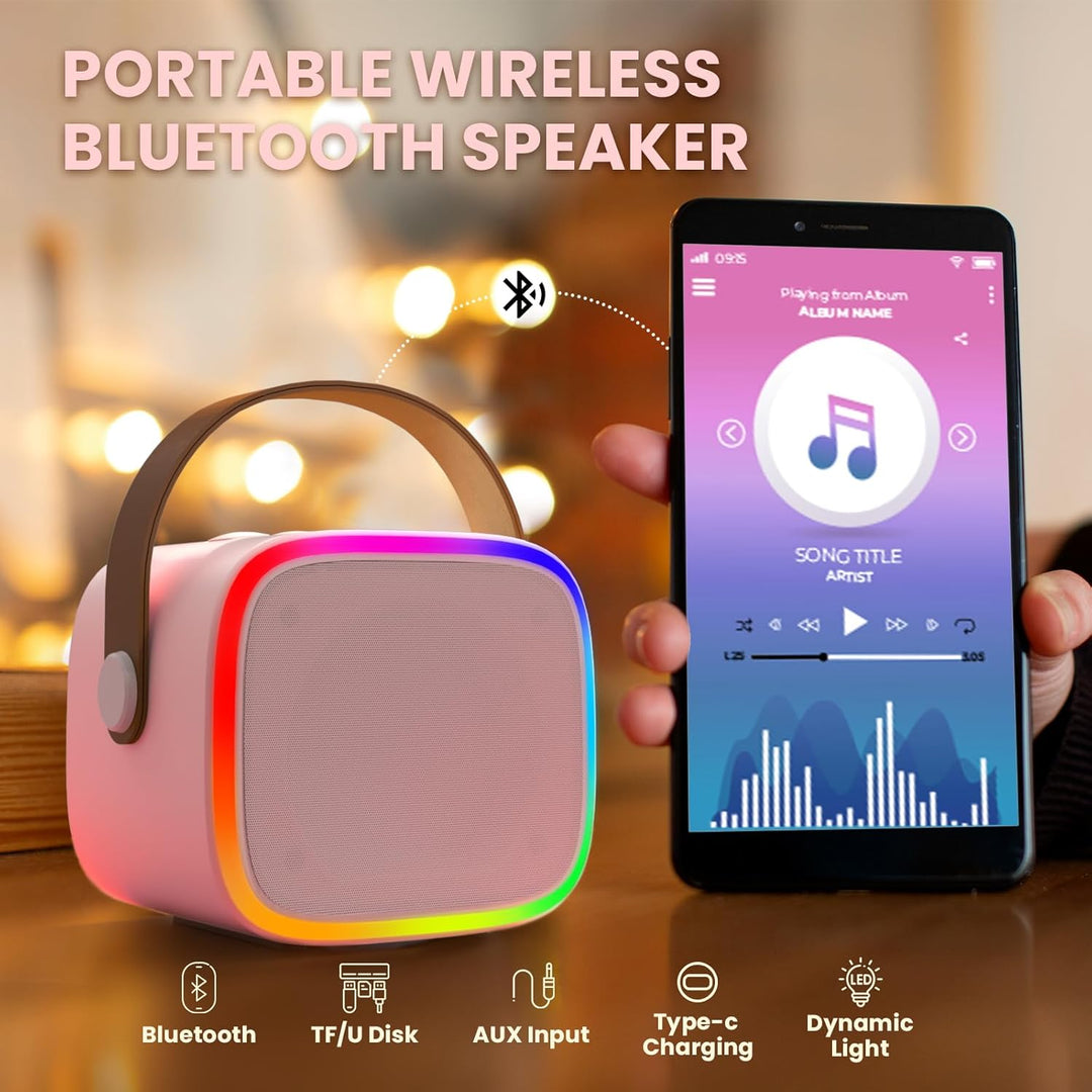 BONAOK Mikrofon Karaoke Maschine 2 Mikrofon, Bluetooth Karaokemaschinen für Kinder Erwachsene, Tragb