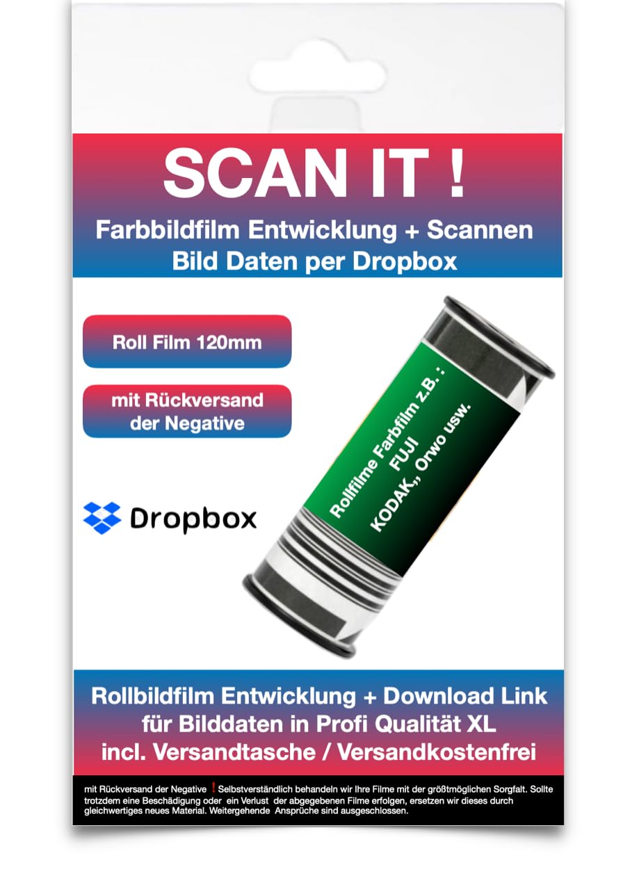 Filmentwicklung+Scann 120mm Rollfilm Color-Bilddaten per Dropbox XL Scann 3637x3637 px bei 6x6 mit N