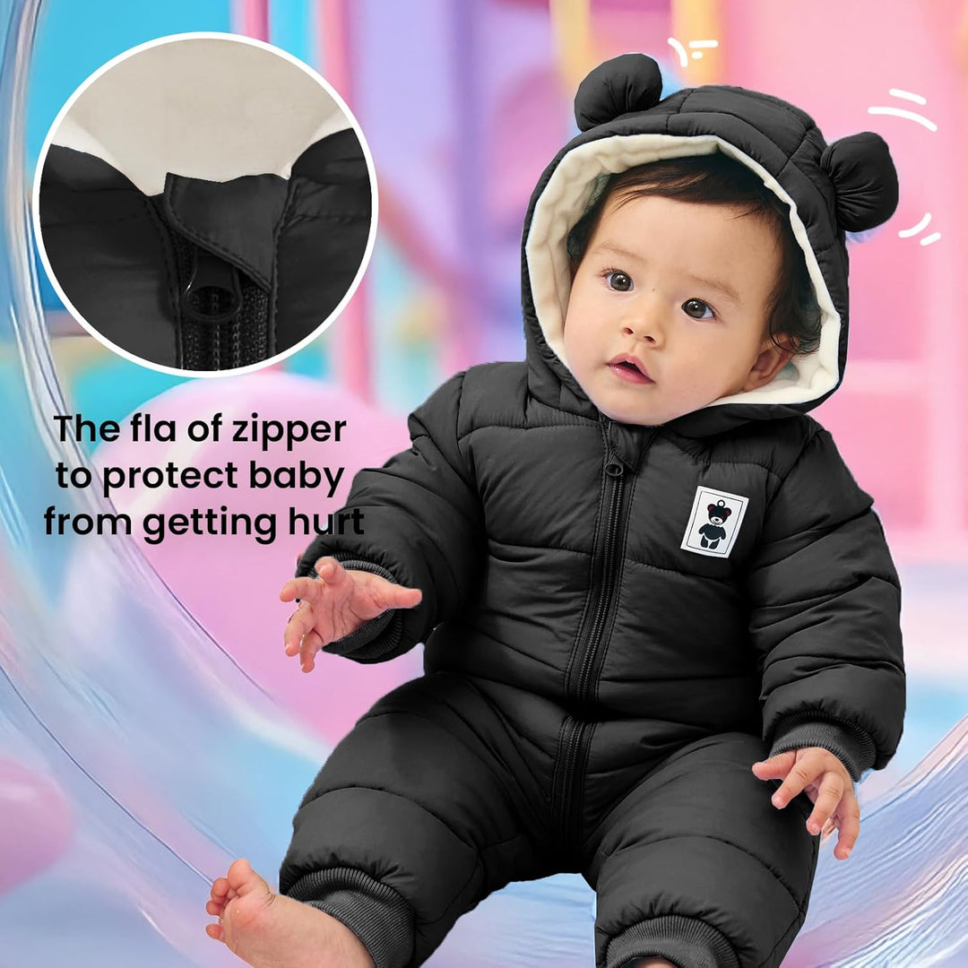 Baby Winter Overall mit Kapuze, Strampler Schneeanzug Jungen Mädchen Langarm Jumpsuit Warm Outfits G