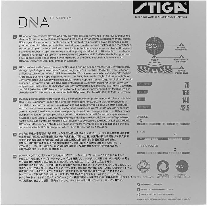 Stiga Unisex-Adult DNA Platinum S Tischtennisbelag 2.1 Rot, 2.1 Rot
