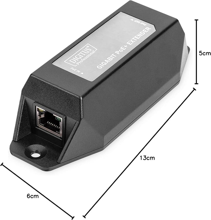 DIGITUS PoE+ Repeater - Reichweite +100 m - Kaskadierkar bis 500 m Gesamtreichweite (4 Geräte) - PoE