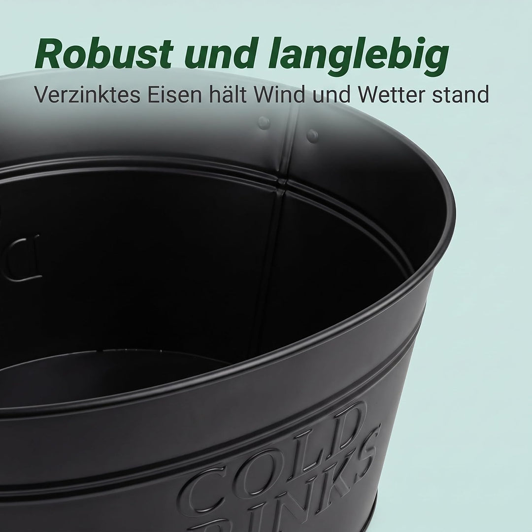 Relaxdays Sektkühler, 2er Set, Metall, 24 l, Flaschenkühler für Sekt, Champagner, Wein, Griffe, XXL