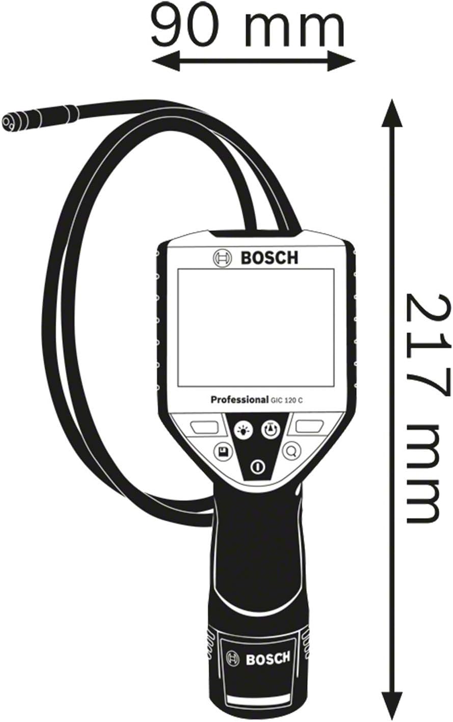 Bosch Professional Inspektionskamera GIC 120 C (Kabellänge: 120 cm, Display: 3,5’’, 4x AA-Batterie,