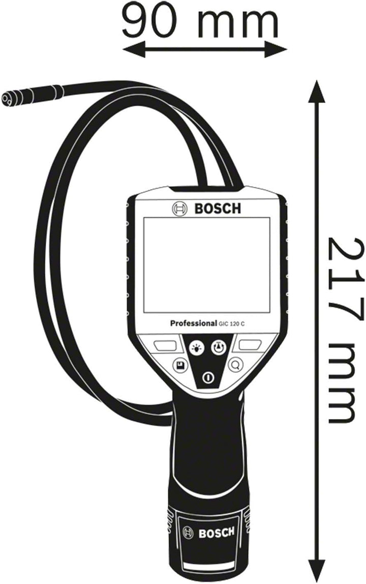 Bosch Professional Inspektionskamera GIC 120 C (Kabellänge: 120 cm, Display: 3,5’’, 4x AA-Batterie,