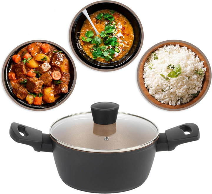 Russell Hobbs RH01669BEU7 Antihaft kochtöpf, 20cm / 2.6L Ungefähre Füllmenge, PFOA Frei töpf mit Gla