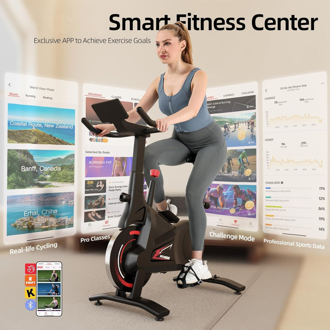 Bluearth Heimtrainer Fahrrad mit Magnetischem Widerstand, Hometrainer Fahrrad mit Smart App, Leise &