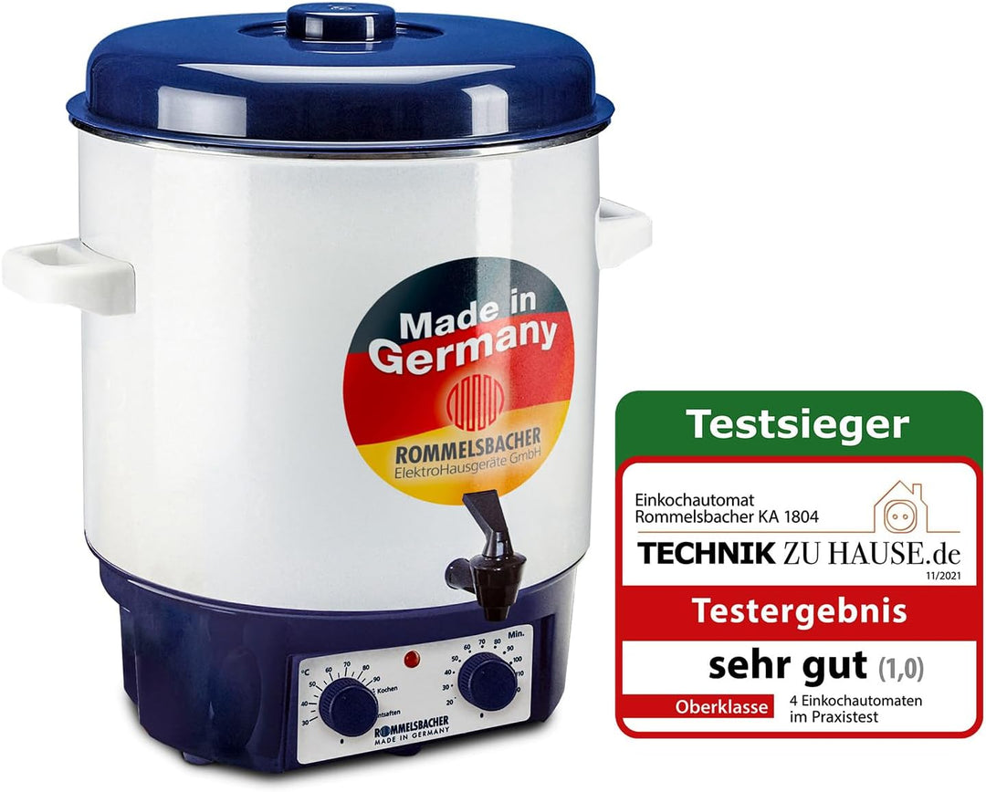 ROMMELSBACHER Glühwein-/Einkochvollautomat KA 1804 - 2-Schicht-Emaillierung, 27 Liter/für 14 Gläser