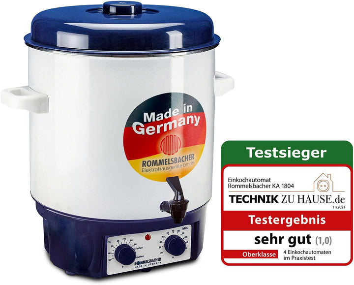 ROMMELSBACHER Glühwein-/Einkochvollautomat KA 1804 - 2-Schicht-Emaillierung, 27 Liter/für 14 Gläser