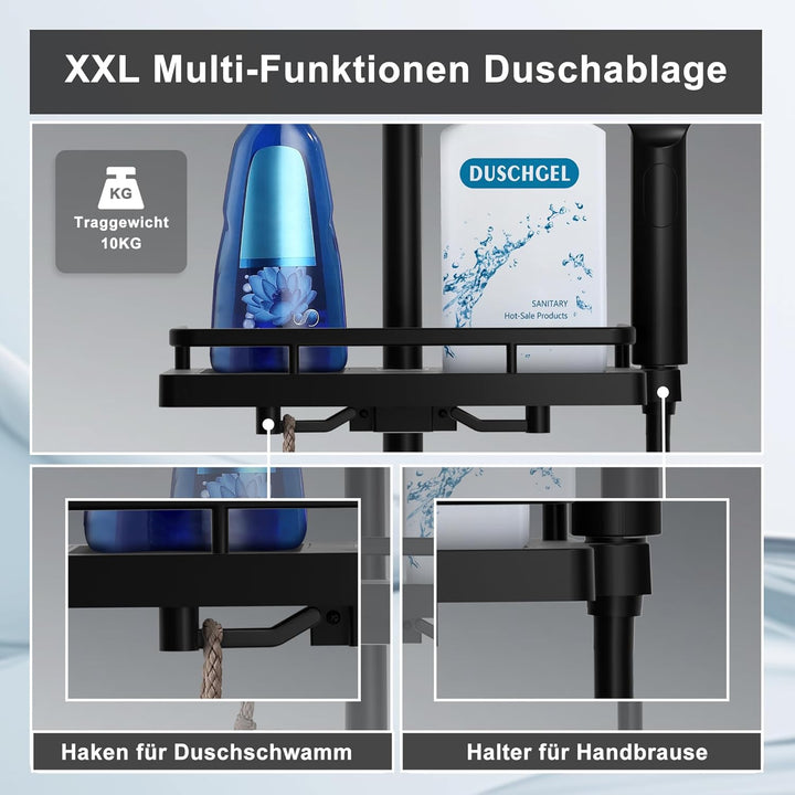 Görbach Regendusche Duschsystem mit Ablage, Wassersparend, Edelstahl Duschset ohne Armatur mit XXL K