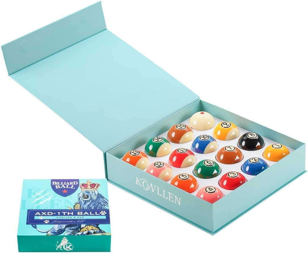 KONLLEN Phenolic Resin Billiard Balls Set 2-1/4'' Regulation Size Tournament Pool Balls Set Pool Tab