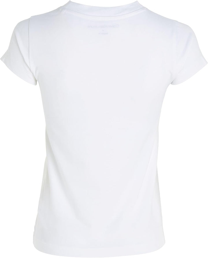 Calvin Klein Damen Stripe Logo Modern Straight Tee J20j222039 Kurzarm T-Shirts M Weiss (Bright White