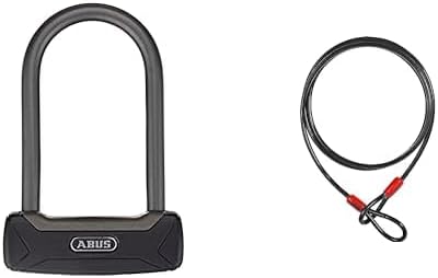 ABUS Bügelschloss Granit Plus 640/135HB150 - ABUS-Sicherheitslevel 12 - Schwarz & Schlaufenkabel Cob