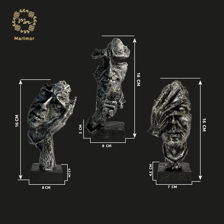 Marimor Statuen 3 Stück Skulpturen Deko modern Dekoration Skulptur Dekoartikel Deko Skulptur und Büs