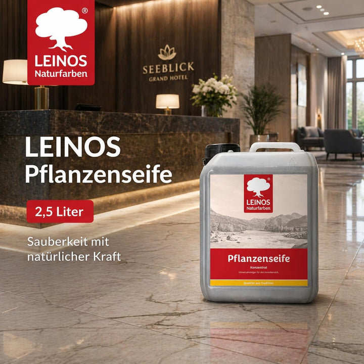 LEINOS Pflanzenseife 2,5 l – Rückfettender Universalreiniger für geölte, gewachste, lackierte Holzfl