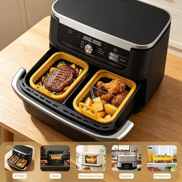 2 Stück Auflaufform Airfryer mit Herausnehmbarer Silikongriffen,Airfryer Heissluftfritteuse Zubehör