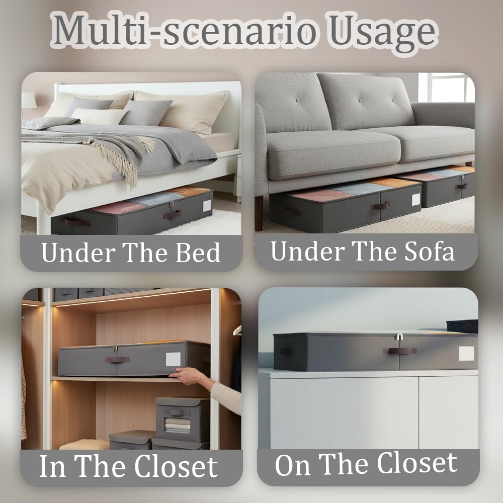 SYEXDZON Unterbett Aufbewahrungsbox, Unterbettkommode Mit Stützplatten Rundum und Darunter, 2 Stück