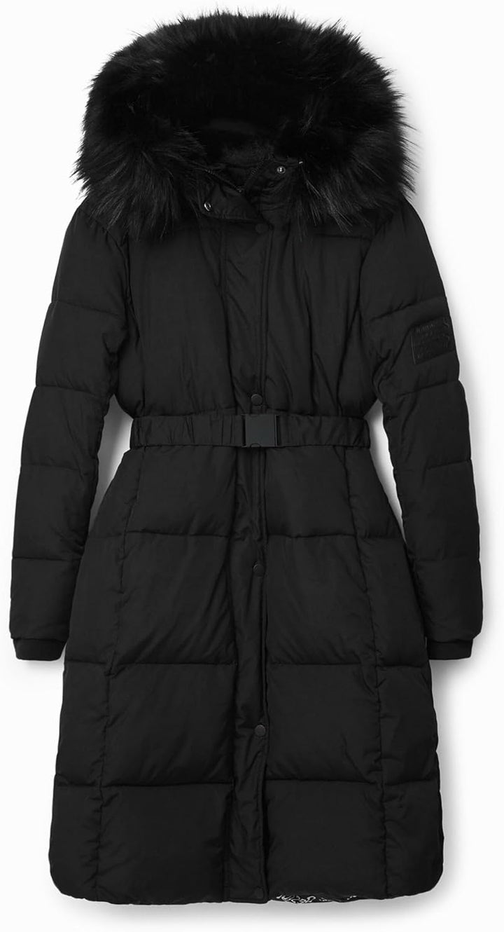 Desigual Damen Padded Long Overcoat S Schwarz, S Schwarz