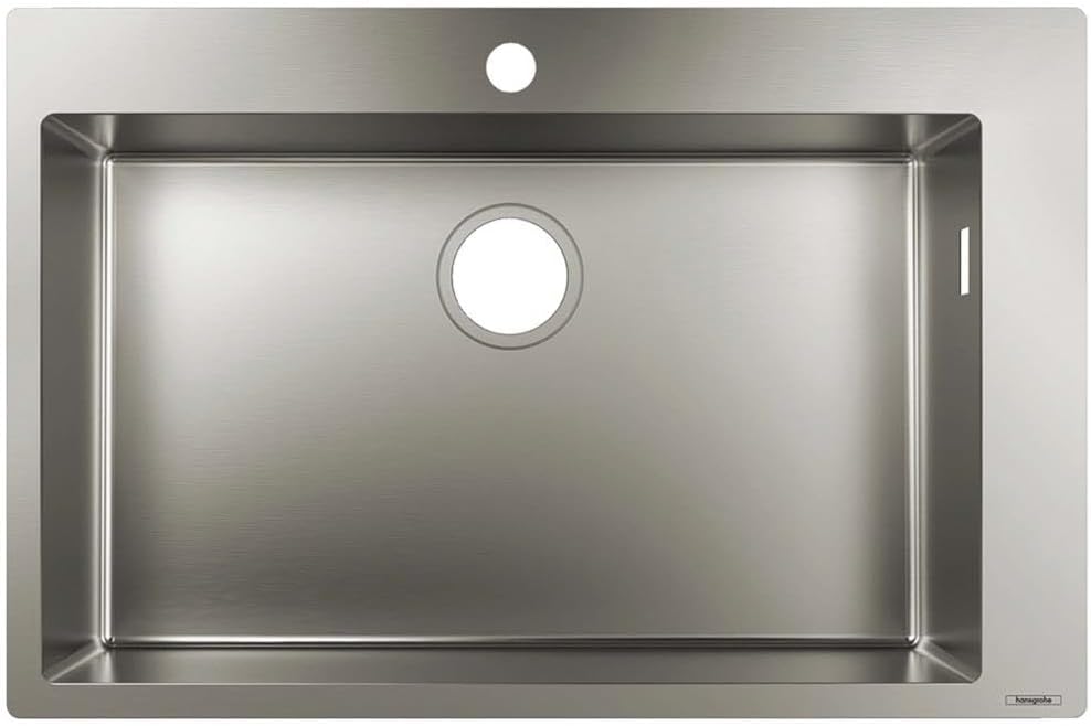 hansgrohe Küchenspüle, Einbau 660 mm für 800 mm Unterschrank, Chrom 80cm Unterschrank für 1-Loch Arm