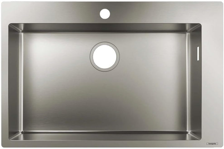 hansgrohe Küchenspüle, Einbau 660 mm für 800 mm Unterschrank, Chrom 80cm Unterschrank für 1-Loch Arm
