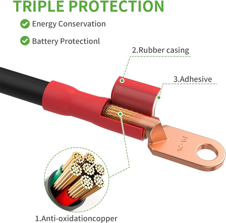 10L0L Golf Cart 4 Gauge Batteriekabel (Satz von 3)- Passend für 12-Volt Club Car Precedent (2004-200
