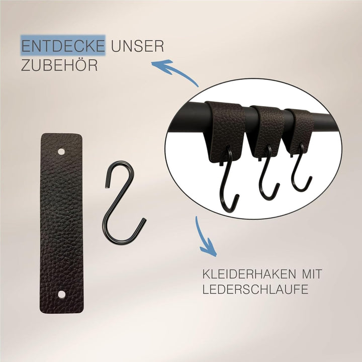 Kleiderstange Industrial Schwarz für Decke Deckenmontage Breite 120 cm x Höhe 60 cm Garderobe Flur D