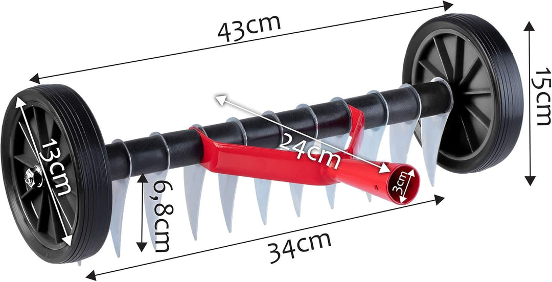 KADAX Rasenlüfter mit Rädern, Gartenkralle für Rasen, Garten, Moos, Schneidrechen aus Metall, manuel