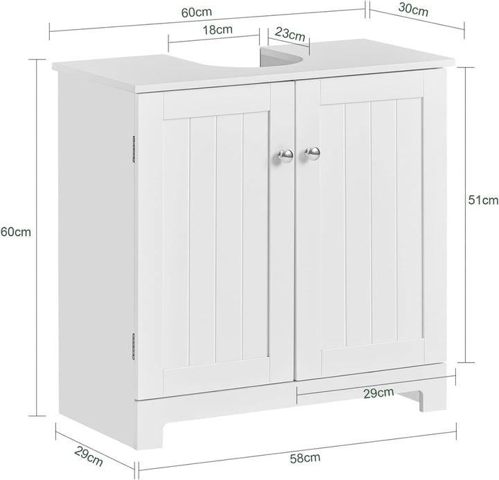 SoBuy BZR18-II-W Waschbeckenunterschrank Badschrank Waschtisch Unterschrank Badmöbel weiss BHT ca: 6