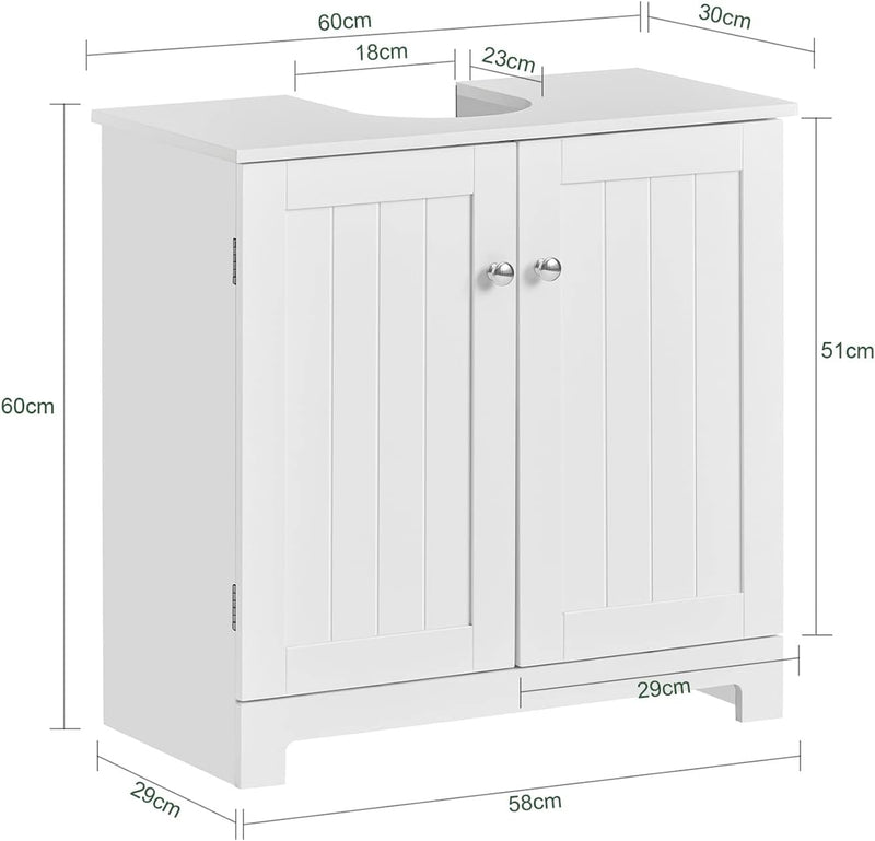 SoBuy BZR18-II-W Waschbeckenunterschrank Badschrank Waschtisch Unterschrank Badmöbel weiss BHT ca: 6