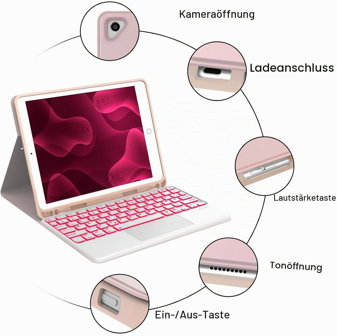 IVEOPPE Tastatur für iPad 6. Generation Con Touchpad - Hülle Tastatur für iPad 9.7, Magnetisch Abneh