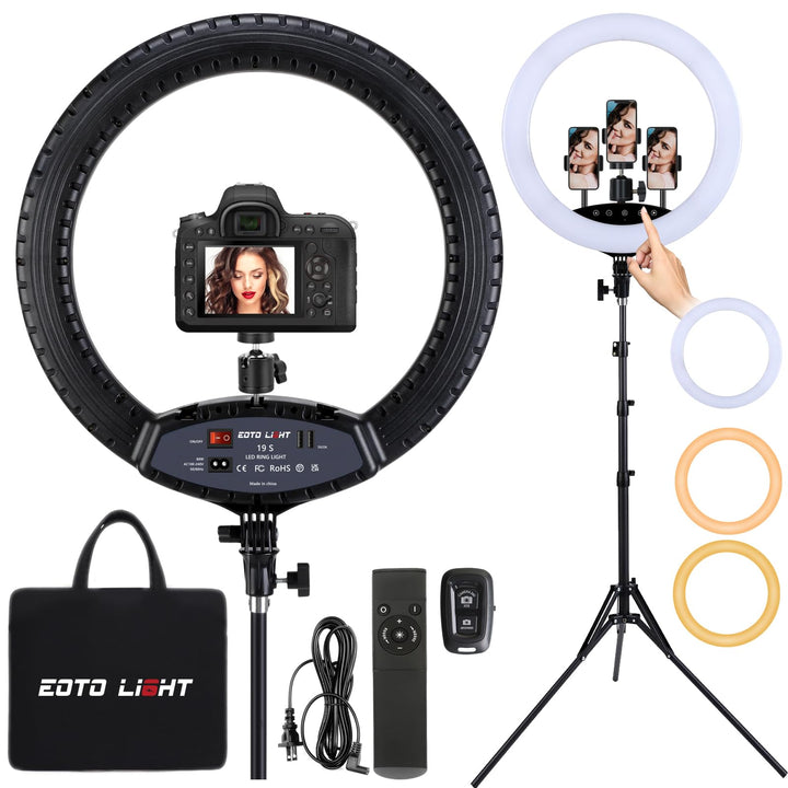 EOTO LIGHT 48,3 cm LED-Ringlicht mit Stativ, Touch-Panel für Make-up-Studio, Porträt, YouTube, Vlog,