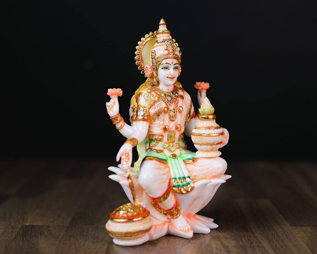 SHIVAJI ARTS Laxmi Statue, Marmor, Weiss, 18 cm
