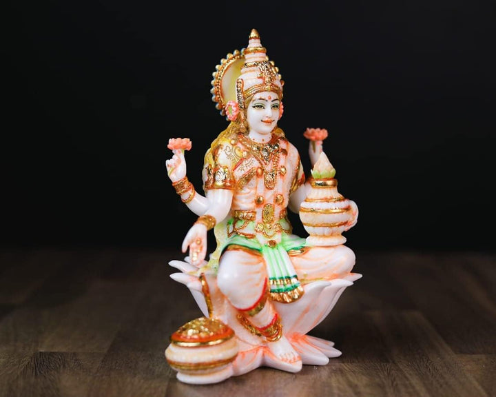 SHIVAJI ARTS Laxmi Statue, Marmor, Weiss, 18 cm