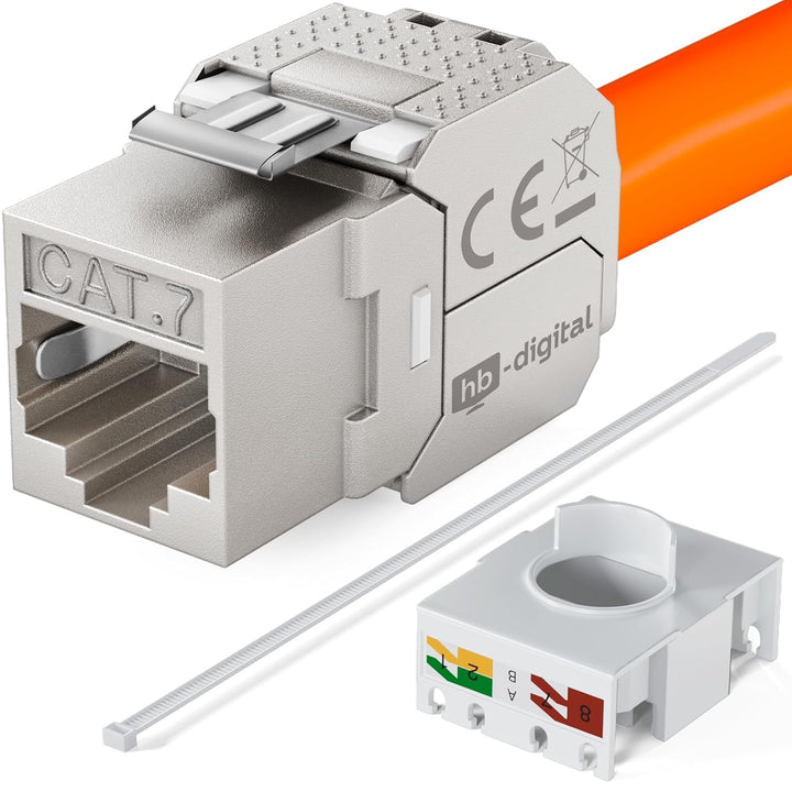 hb-digital 4X Keystone RJ-45 Cat.7 Modul Schneidklemme (LSA) auf RJ45 Buchse STP bis zu 1000MHz 10.0