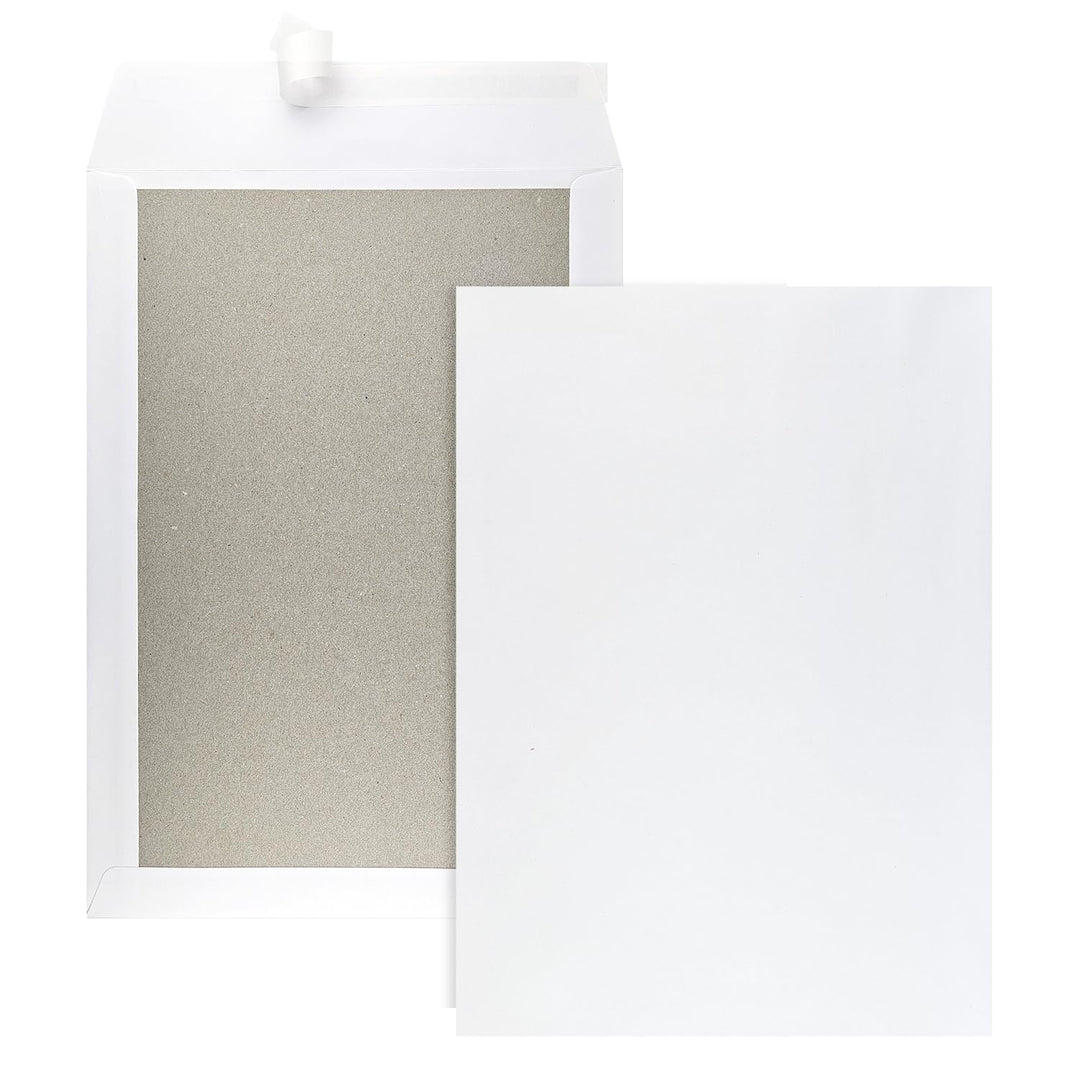 Netuno 25x weisse Versandtaschen DIN B4 mit Papprückwand aus Graupappe 250 × 353 mm 400g haftklebend
