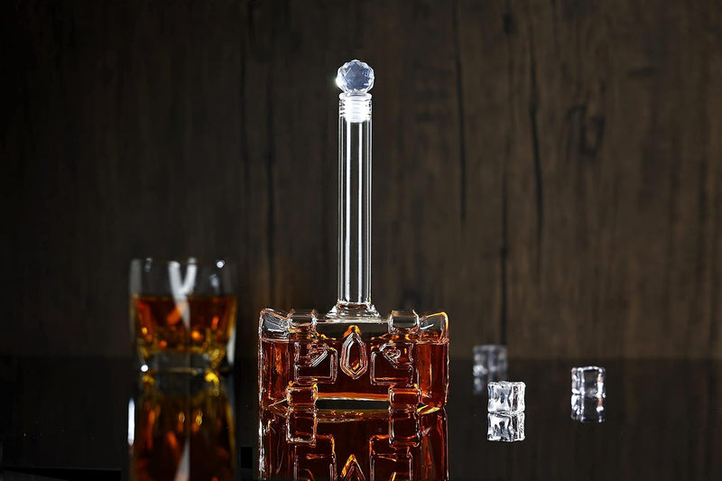 ALLILUYAA Whiskey Decanter,Handgemachte Thors Hammer Decanter,Transparent Creative Whisky Karaffe Ge